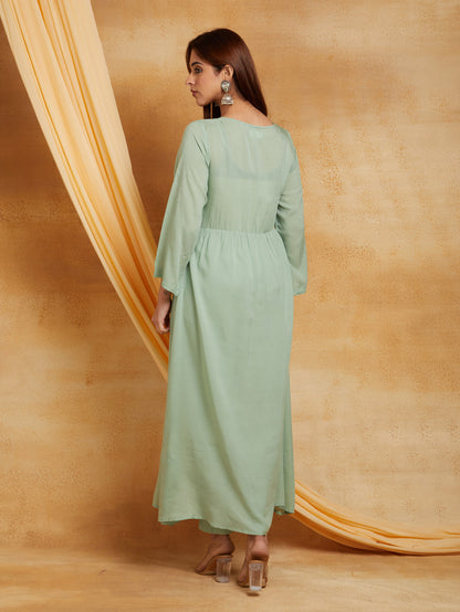 Sage Green Flared Kurta Set