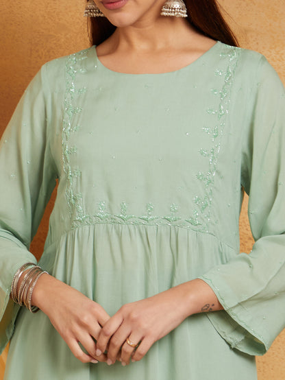 Sage Green Flared Kurta Set