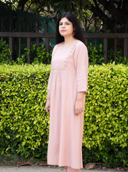 Peach Kurta Set with Pants and Dupatta