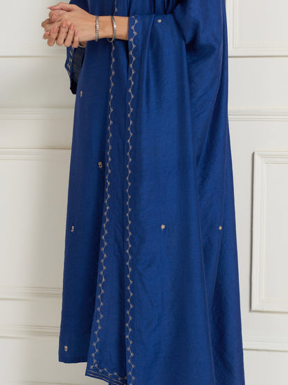 BLUE EMBROIDERED CHANDERI DUPATTA