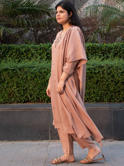 Dusty Rose Kurta Set with Pants and Dupatta