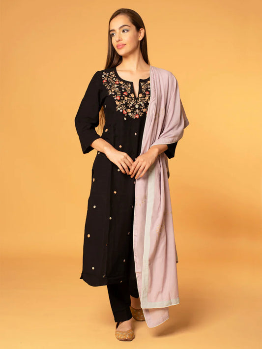 MAUVE EMBROIDERED COTTON DUPATTA