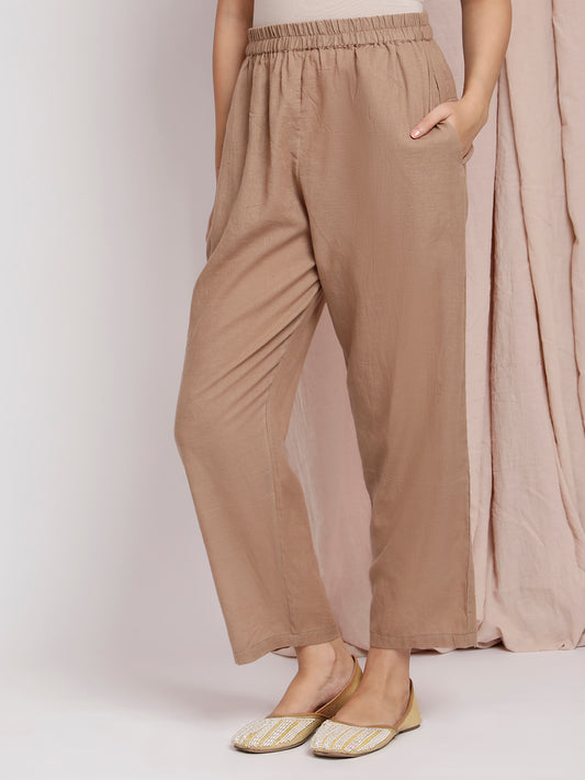 BROWN  COTTON  PANTS