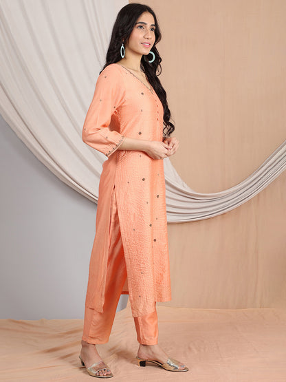 PEACH CHANDERI PANTS