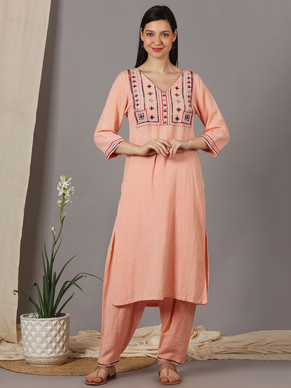 PEACH PLEATED SALWAR